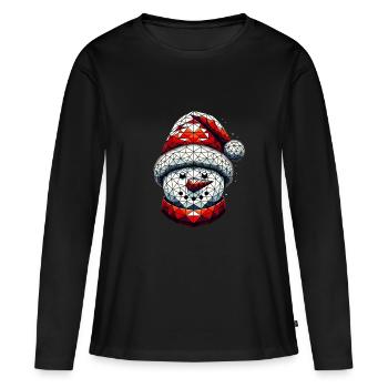 Polygon Kunst Schneemann Weihnachtsmütze Original - Frauen Premium Bio Langarmshirt - Schwarz - Vorne - Julia (174cm)