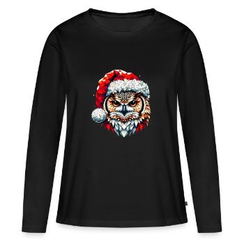 Polygon Kunst Eule Uhu Weihnachtsmütze Original - Frauen Premium Bio Langarmshirt - Schwarz - Vorne - Julia (174cm)