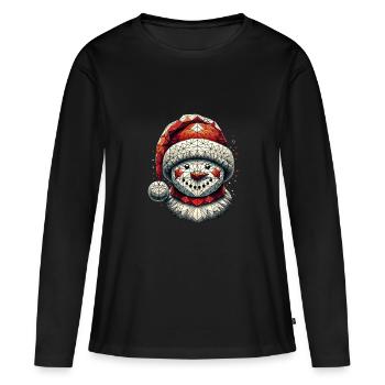 Polygon Kunst Schneemann Weihnachtsmütze Original - Frauen Premium Bio Langarmshirt - Schwarz - Vorne - Julia (174cm)