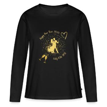 Bonne Année 2025 Seulement avec vous - T-shirt manches longues Premium bio Femme - noir - Devant - Julia (174cm)