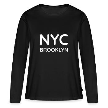 Brooklyn T-Shirt - T-shirt manches longues Premium bio Femme - noir - Devant - Julia (174cm)