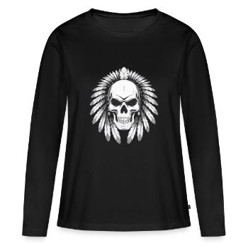 GRIM STYLE - T-shirt manches longues Premium bio Femme - noir - Devant - Julia (174cm)