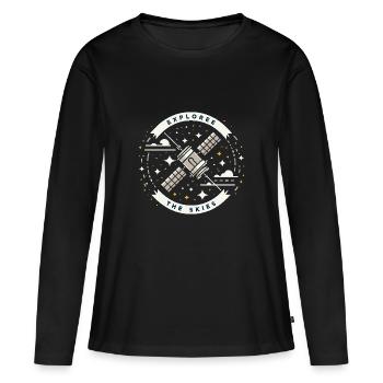 EXPLOREZ LE CIEL - T-shirt manches longues Premium bio Femme - noir - Devant - Julia (174cm)