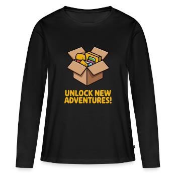 PLAISIR D’AVENTURE - T-shirt manches longues Premium bio Femme - noir - Devant - Julia (174cm)