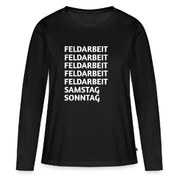 Travail sur le terrain - T-shirt manches longues Premium bio Femme - noir - Devant - Julia (174cm)
