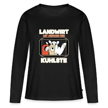 La vache fermière la plus cool - T-shirt manches longues Premium bio Femme - noir - Devant - Julia (174cm)