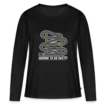 OÙ ALLER ENSUITE - T-shirt manches longues Premium bio Femme - noir - Devant - Julia (174cm)