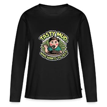 BOUE SAVOUREUSE - T-shirt manches longues Premium bio Femme - noir - Devant - Julia (174cm)