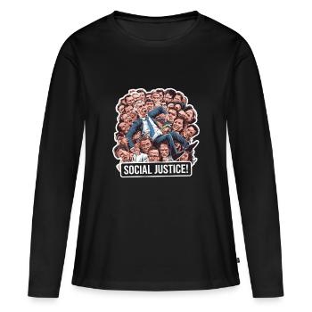 JUSTICE SOCIALE - T-shirt manches longues Premium bio Femme - noir - Devant - Julia (174cm)