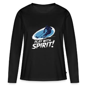 T-SHIRT COOL, PLAY SPIRIT - T-shirt manches longues Premium bio Femme - noir - Devant - Julia (174cm)