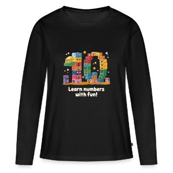 NOMBRE JOUR - T-shirt manches longues Premium bio Femme - noir - Devant - Julia (174cm)