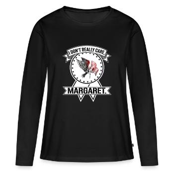 Je m’en fiche Margaret Eagle Gift - T-shirt manches longues Premium bio Femme - noir - Devant - Julia (174cm)