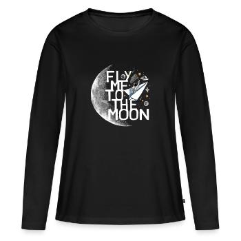Un astronaute s’envole vers la lune Un astronaute s’envole vers la lune - T-shirt manches longues Premium bio Femme - noir - Devant - Julia (174cm)