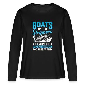 Humorous Boats and Entertainment Design - Women's Premium Organic Long Sleeve Shirt - black - Front - Julia (174cm)