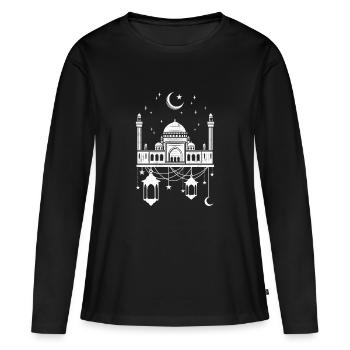 Moschee mit Halbmond - Frauen Premium Bio Langarmshirt - Schwarz - Vorne - Julia (174cm)