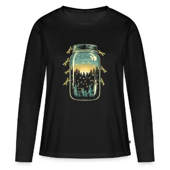 Magical forest fireflies - Women's Premium Organic Long Sleeve Shirt - black - Front - Julia (174cm)