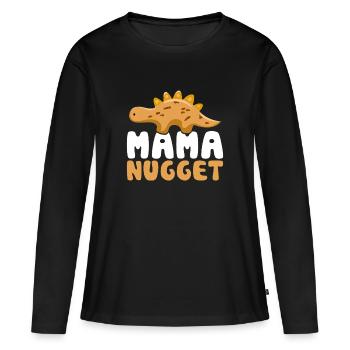 Mama Nugget Dinosaur Humor - Women's Premium Organic Long Sleeve Shirt - black - Front - Julia (174cm)