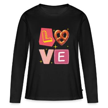 Pretzel Love – Liebe süße und Gourmet Version - Frauen Premium Bio Langarmshirt - Schwarz - Vorne - Julia (174cm)