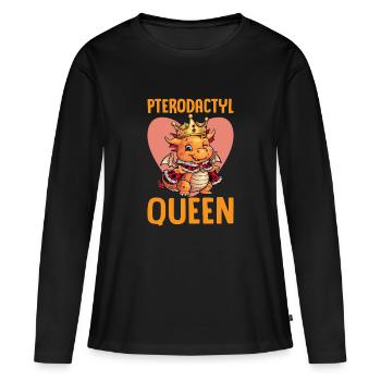 Ptérodactyle Queen Dino Design - T-shirt manches longues Premium bio Femme - noir - Devant - Julia (174cm)