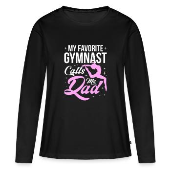 Mon gymnaste préféré m’appelle Dad Mat Sports - T-shirt manches longues Premium bio Femme - noir - Devant - Julia (174cm)