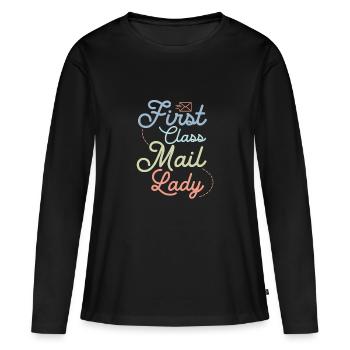 First Class Mail Lady Postal Worker Mail - Frauen Premium Bio Langarmshirt - Schwarz - Vorne - Julia (174cm)