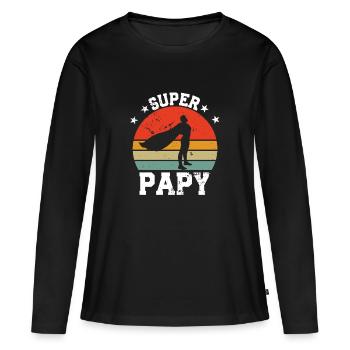 Super Papy - Frauen Premium Bio Langarmshirt - Schwarz - Vorne - Julia (174cm)