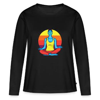 3047 ColorfulYogaTshirt PR t-shirt - T-shirt manches longues Premium bio Femme - noir - Devant - Julia (174cm)