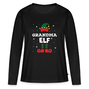 Onze haha Plan de travail 1 exemplaire 3 - T-shirt manches longues Premium bio Femme - noir - Devant - Julia (174cm)