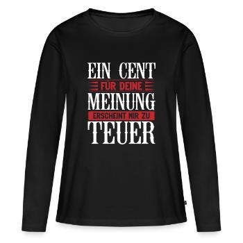 cent1 Plan de travail 1 - T-shirt manches longues Premium bio Femme - noir - Devant - Julia (174cm)