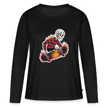PLANCHE À ROULETTES FLAMBOYANTE - T-shirt manches longues Premium bio Femme - noir - Devant - Julia (174cm)