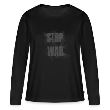 STOP WAR – NO WAR - PEACE - Women's Premium Organic Long Sleeve Shirt - black - Front - Julia (174cm)