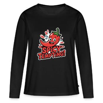 CHILI SPICY TEMPTING - Women's Premium Organic Long Sleeve Shirt - black - Front - Julia (174cm)