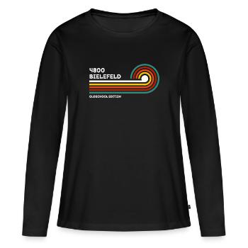 Bielefeld Retro Oldschool 4800 Vintage PLZ Design - Frauen Premium Bio Langarmshirt - Schwarz - Vorne - Julia (174cm)