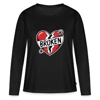 CŒUR BRISÉ - T-shirt manches longues Premium bio Femme - noir - Devant - Julia (174cm)