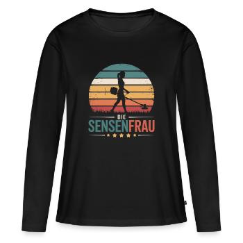 Sensenfrau Muttertag Trimmer Rasen Rasenmäher Mama - Frauen Premium Bio Langarmshirt - Schwarz - Vorne - Julia (174cm)