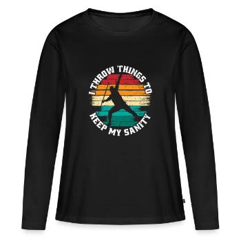 Javelot Je lance des choses pour garder ma santé mentale - T-shirt manches longues Premium bio Femme - noir - Devant - Julia (174cm)