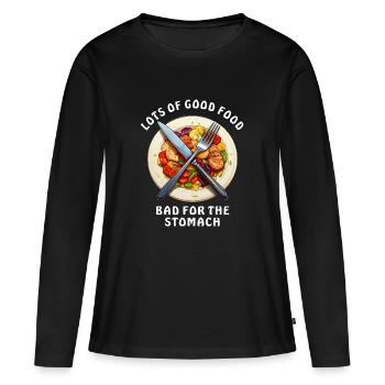 BEAUCOUP DE BONNE NOURRITURE MAUVAISE POUR L’ESTOMAC - T-shirt manches longues Premium bio Femme - noir - Devant - Julia (174cm)