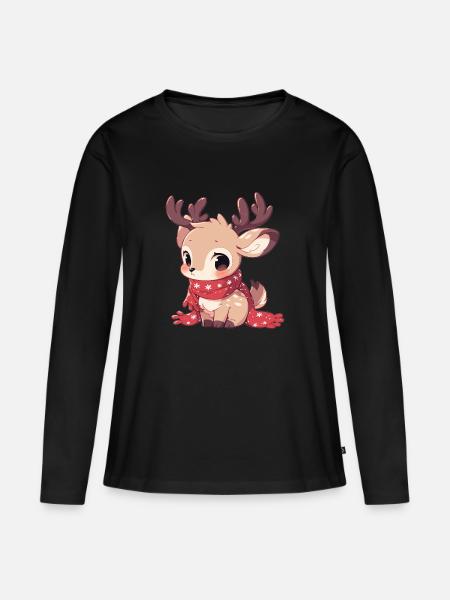 Rentiere Rentier - Frauen Premium Bio Langarmshirt - Schwarz