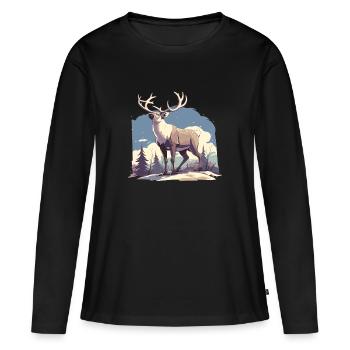Rentiere Rentier - Frauen Premium Bio Langarmshirt - Schwarz - Vorne - Julia (174cm)