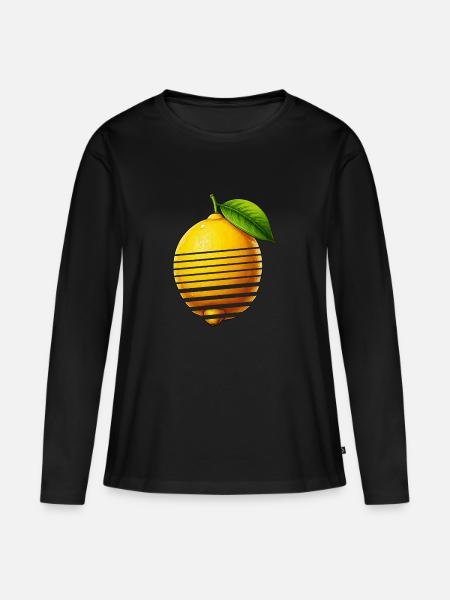 ZITRONE - Frauen Premium Bio Langarmshirt - Schwarz