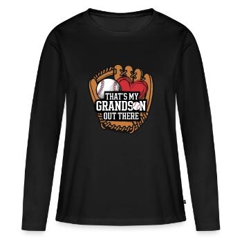 Baseball Mamie Mamie Joueur de baseball Grand-mère Grand-mère - T-shirt manches longues Premium bio Femme - noir - Devant - Julia (174cm)