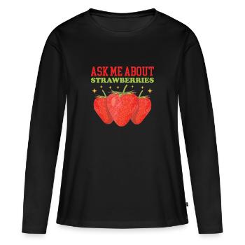 Cadeau Fraise Fraise - T-shirt manches longues Premium bio Femme - noir - Devant - Julia (174cm)