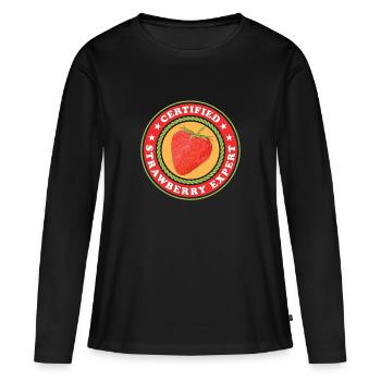 Fraise Expert Fraise Fraise Cadeau Fraise - T-shirt manches longues Premium bio Femme - noir - Devant - Julia (174cm)