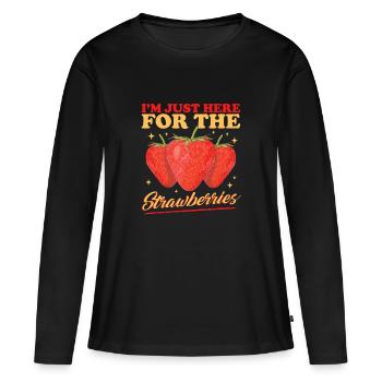 Fraises Fraise Cadeau - T-shirt manches longues Premium bio Femme - noir - Devant - Julia (174cm)