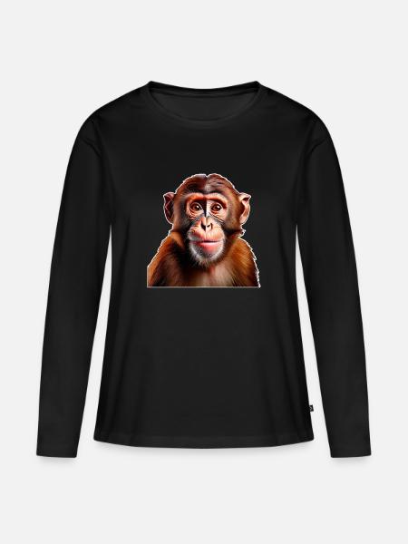 Affe - Frauen Premium Bio Langarmshirt - Schwarz