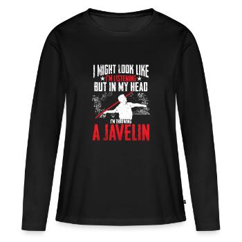 Javelot Lancer Dans Ma tête Je Lance Un Javelot - T-shirt manches longues Premium bio Femme - noir - Devant - Julia (174cm)
