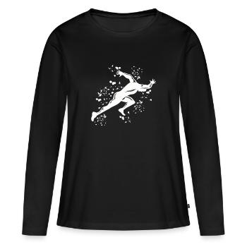 Sprinter Colorsplash Sprintender Sprint - Frauen Premium Bio Langarmshirt - Schwarz - Vorne - Julia (174cm)