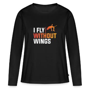 Saut en hauteur Sauteur en hauteur Je vole sans ailes - T-shirt manches longues Premium bio Femme - noir - Devant - Julia (174cm)