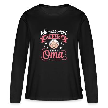 Je n’ai pas besoin de dire non, je suis la grand-mère - T-shirt manches longues Premium bio Femme - noir - Devant - Julia (174cm)