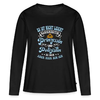 Es Ist Nicht Leicht Prinzessin Polizistin Zu Sein - Frauen Premium Bio Langarmshirt - Schwarz - Vorne - Julia (174cm)